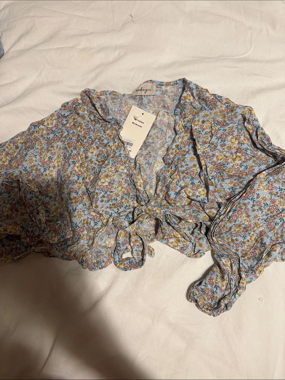 Curl Surf Sunset Floral Tie-Front Blouse - Blue | unknown
